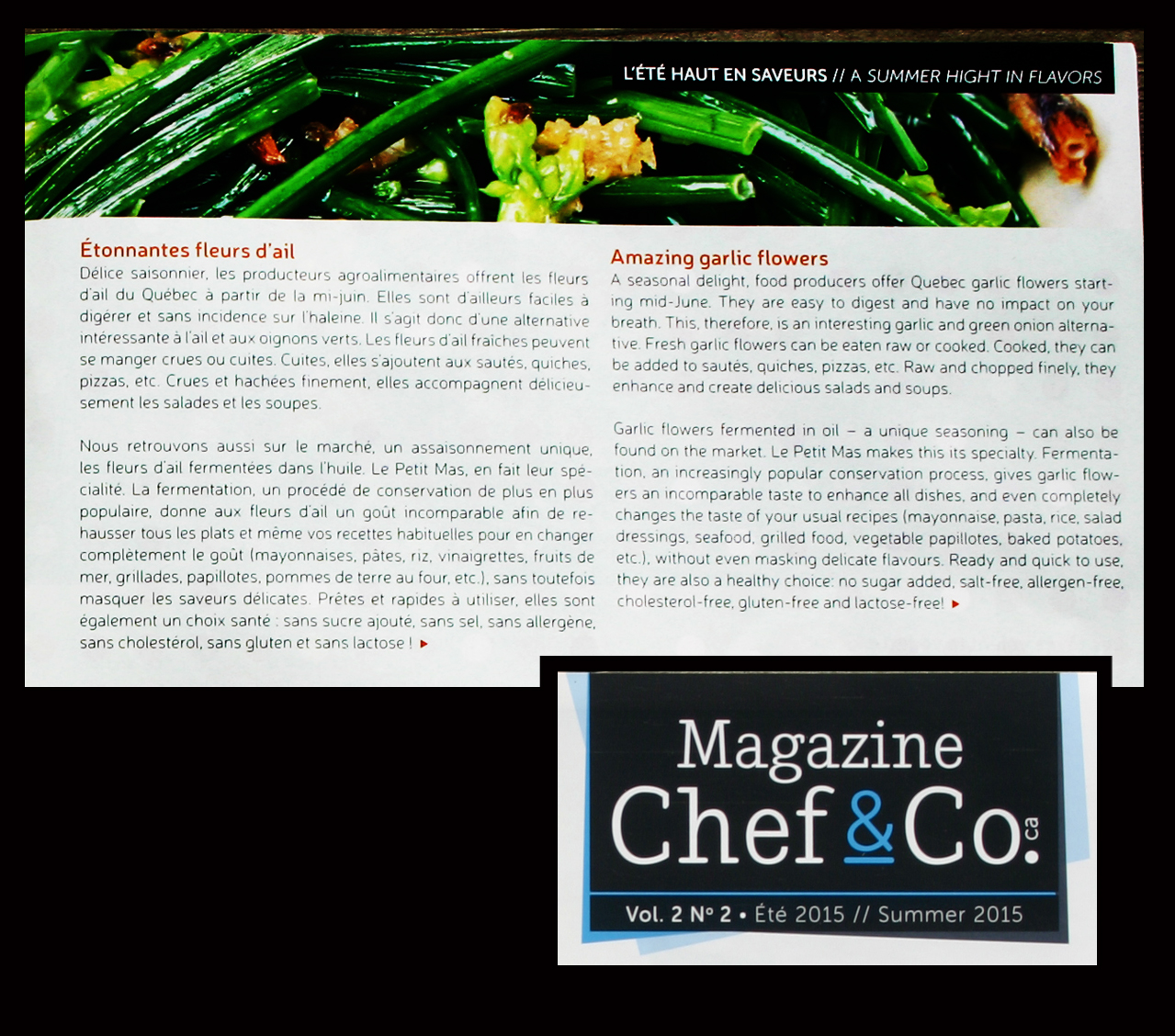 Le Petit Mas - Ils parlent de nos fleurs d'ail - Magazine Chef & Co